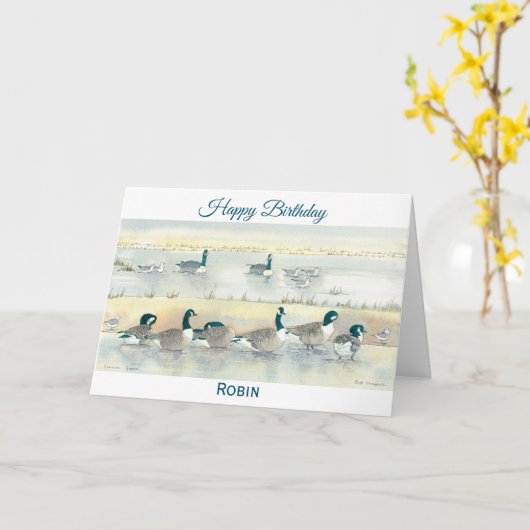 誕生日バードアートインクルード彼の彼女の彼らは水の色アートカード カード (黄色い花)