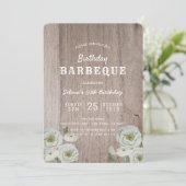 誕生日バーベキュー パーティー 招待状 木製 ローズ (スタンド正面)