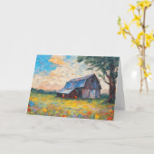 誕生日バーンインワイルドフラワーフィールド カード (黄色い花)