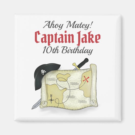 誕生日パイレーツトレジャーマップパーティーの好意 マグネット (正面)