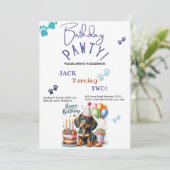 誕生日パウティダッシュンドッグパーソナライズされた誕生日 招待状 (スタンド正面)