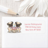 誕生日パグドッグカップケーキ ラベル (インサイチュ)