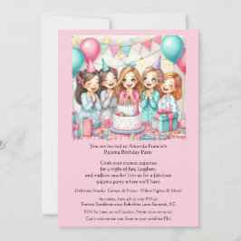 誕生日パジャマパーティーガールズランバー招待状 招待状