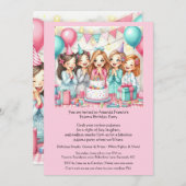誕生日パジャマパーティーガールズランバー招待状 招待状 (正面/裏面)
