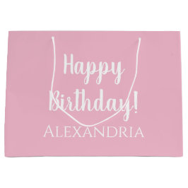 誕生日パステルパーソナライズされたピンクパーティーフェイバー ラージペーパーバッグ