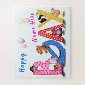 誕生日パズルギフトベビーベアパーティー名前をカスタムする ジグソーパズル (縦)