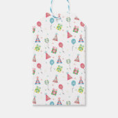 誕生日パターンパーティー帽子バルーンカラフルブルー ギフトタグ (正面)