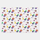 誕生日パターンラッピング紙フラットシートセット3 ラッピングペーパーシート (正面)