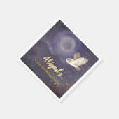 誕生日パパーソナライズされたーティー満月とフクロウ スタンダードカクテルナプキン (角)