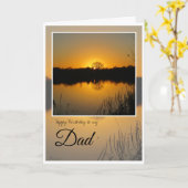 誕生日パパ、日の出の後にシルエットされた木。  カード (黄色い花)