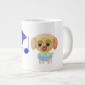誕生日パピーの青い宇宙船 ジャンボコーヒーマグカップ (正面右)