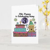 誕生日パピーTシャツとギフト カード (黄色い花)