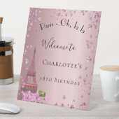 誕生日パリ赤面ピンクエッフェルタワーウェルカム 台座サイン (インサイチュ)