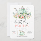 誕生日パルティーティーパーティーガールバースデーパーティー 招待状 (正面)