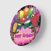 誕生日パロット ラウンド壁時計 (傾斜)