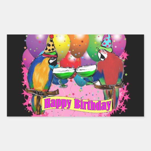 誕生日パロット 長方形シール (正面)