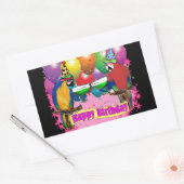 誕生日パロット 長方形シール (封筒)