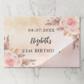 誕生日パンパスグラスバラパーティー紙ランチョンマット ペーパーパッド (折り畳み)