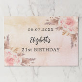 誕生日パンパスグラスバラパーティー紙ランチョンマット ペーパーパッド (正面)