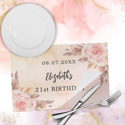 誕生日パンパスグラスバラパーティー紙ランチョンマット ペーパーパッド