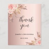 誕生日パンパスグラスバラ予算サンキューカード (正面)