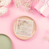 誕生日パンパスグラスバラ金ゴールドピンクフローラ スタンダードカクテルナプキン