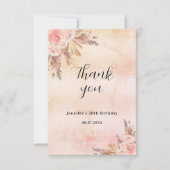 誕生日パンパスグラスバラ金ゴールド花模様ボホ サンキューカード (正面)