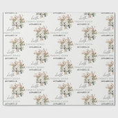 誕生日パンパスグラスユーカリモダンセージグリーン ラッピングペーパー (フラット)