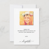 誕生日パンパスグラス赤面花模様写真 サンキューカード (裏面)