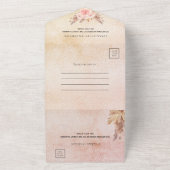 誕生日パンパバラ金ゴールドbuteflies花模様RSVP オールインワン招待状 (外側)