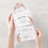 誕生日パンパバラ金ゴールドbuttefly花模様RSVP オールインワン招待状 (貼ってはがせる)