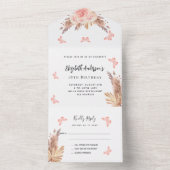 誕生日パンパバラ金ゴールドbuttefly花模様RSVP オールインワン招待状 (内側)