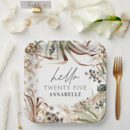 誕生日パンパ・ユーカリ・モダンボホ・パーティー紙 ペーパープレート