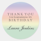 誕生日パーソナライズされたありがとうありがとうあなた虹の水色 ラウンドシール (正面)