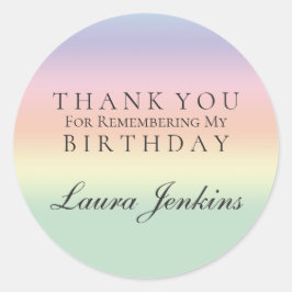 誕生日パーソナライズされたありがとうありがとうあなた虹の水色 ラウンドシール