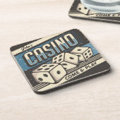 誕生日パーソナライズされたカジノサイコロ コースター (左側)