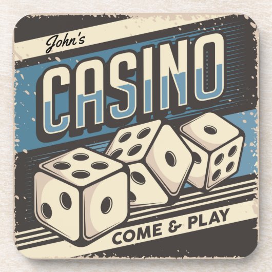 誕生日パーソナライズされたカジノサイコロ コースター (正面)