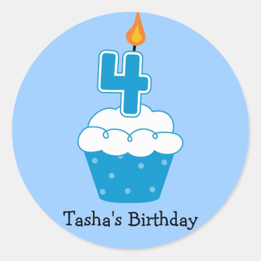 誕生日パーソナライズされたカップケーキステッカー ラウンドシール (正面)