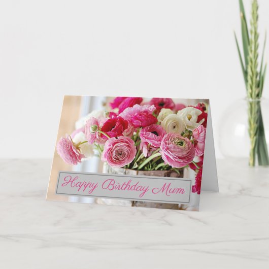 誕生日パーソナライズされたカード – シャビーシックブーケ カード (正面)