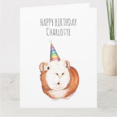 誕生日パーソナライズされたカード – ハッピーギニアピグ カード (正面)