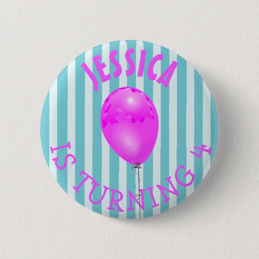 誕生日パーソナライズされたガールパープルとティール(緑がかった色)ボタン 缶バッジ (正面)