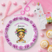 誕生日パーソナライズされたガールプリンセスの色 ペーパープレート (パーティー)