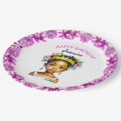 誕生日パーソナライズされたガールプリンセスの色 ペーパープレート (アングル)