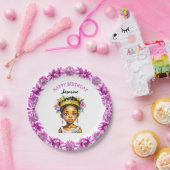 誕生日パーソナライズされたガールプリンセスの色 ペーパープレート (パーティー)