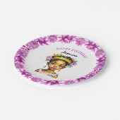 誕生日パーソナライズされたガールプリンセスの色 ペーパープレート (アングル)