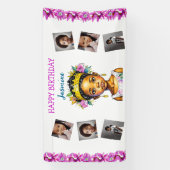 誕生日パーソナライズされたガールプリンセスの色 横断幕 (縦)