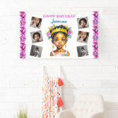 誕生日パーソナライズされたガールプリンセスの色 横断幕 (インサイチュ)