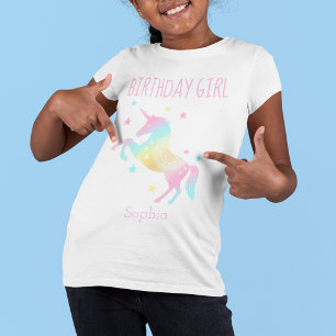誕生日パーソナライズされたガールユニコーンレインボーキッズ Tシャツ