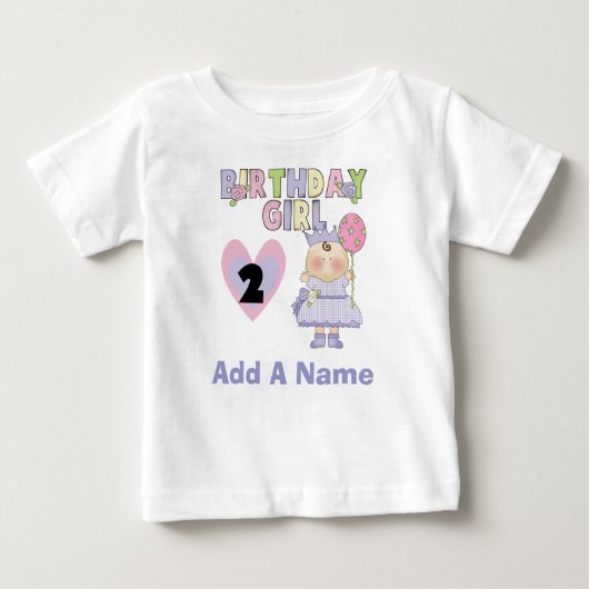 誕生日パーソナライズされたガール2nd誕生日Tシャツ ベビーTシャツ (正面)
