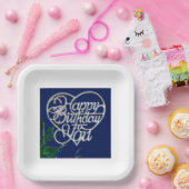 誕生日パーソナライズされたギフトスクエア ペーパープレート (パーティー)